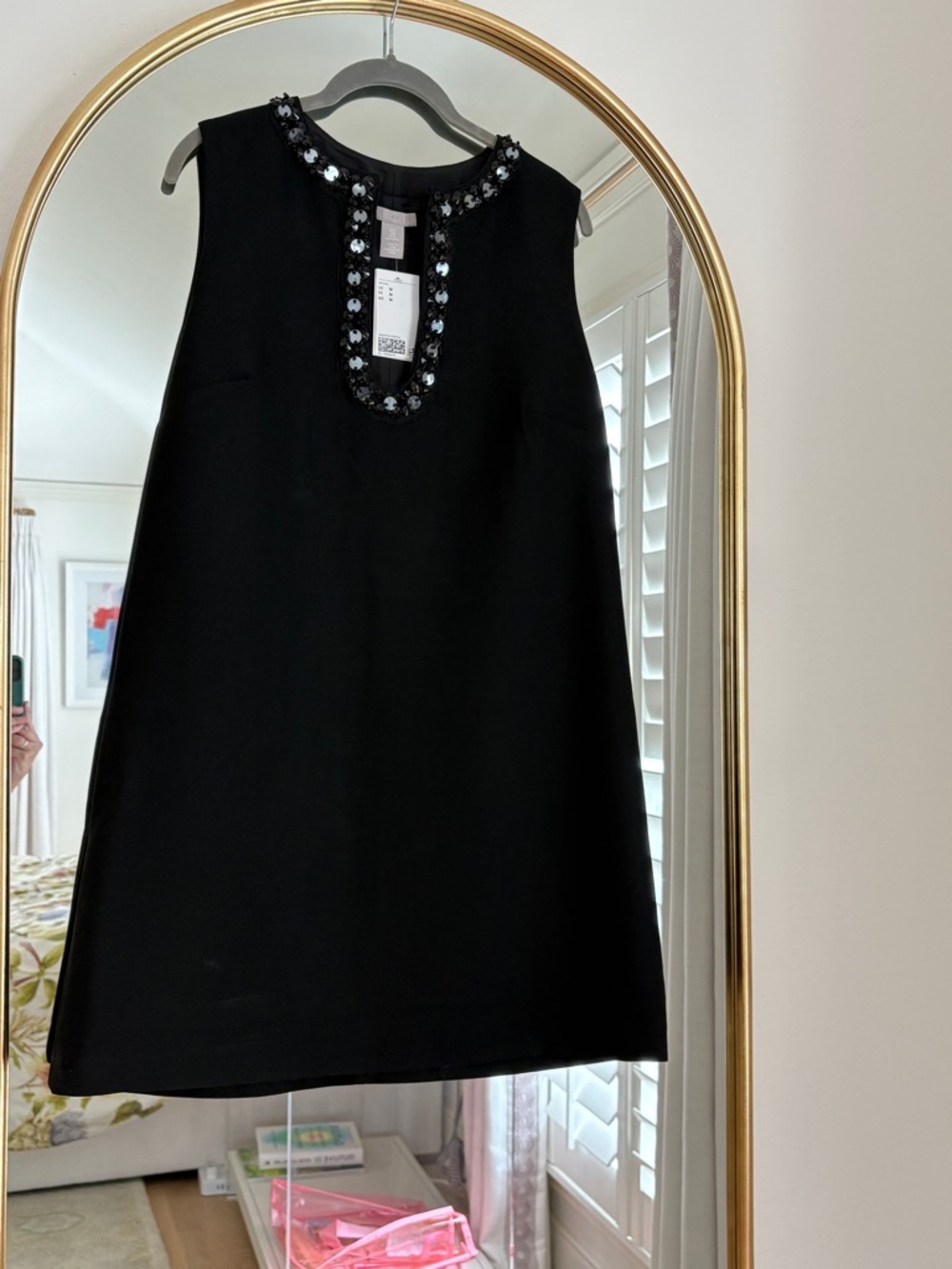 H&M Black Sleeveless Beaded-Trim Mini Dress - Picture 2 of 3